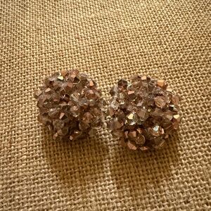 Sassy Jones Sparkling taupe Malia Glass Stud Earrings NWOT